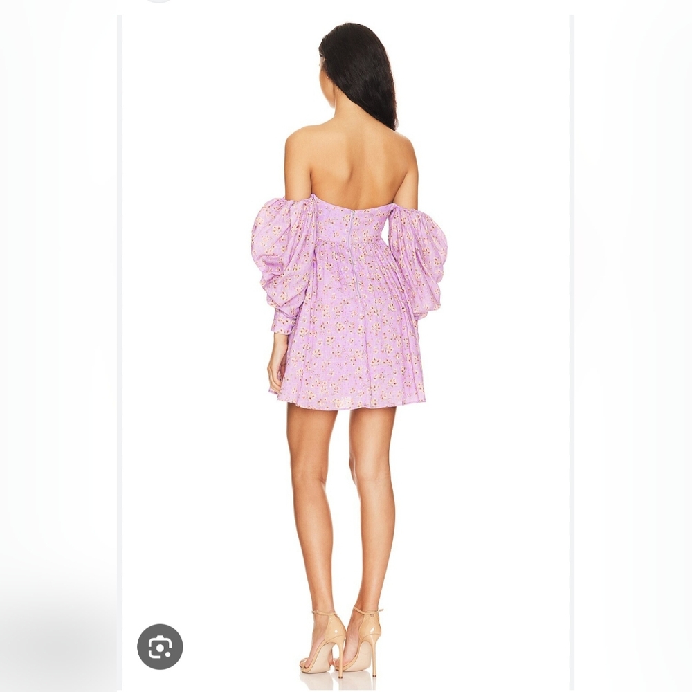 Floral Off-Shoulder Pink Dress - Picture 3 of 9